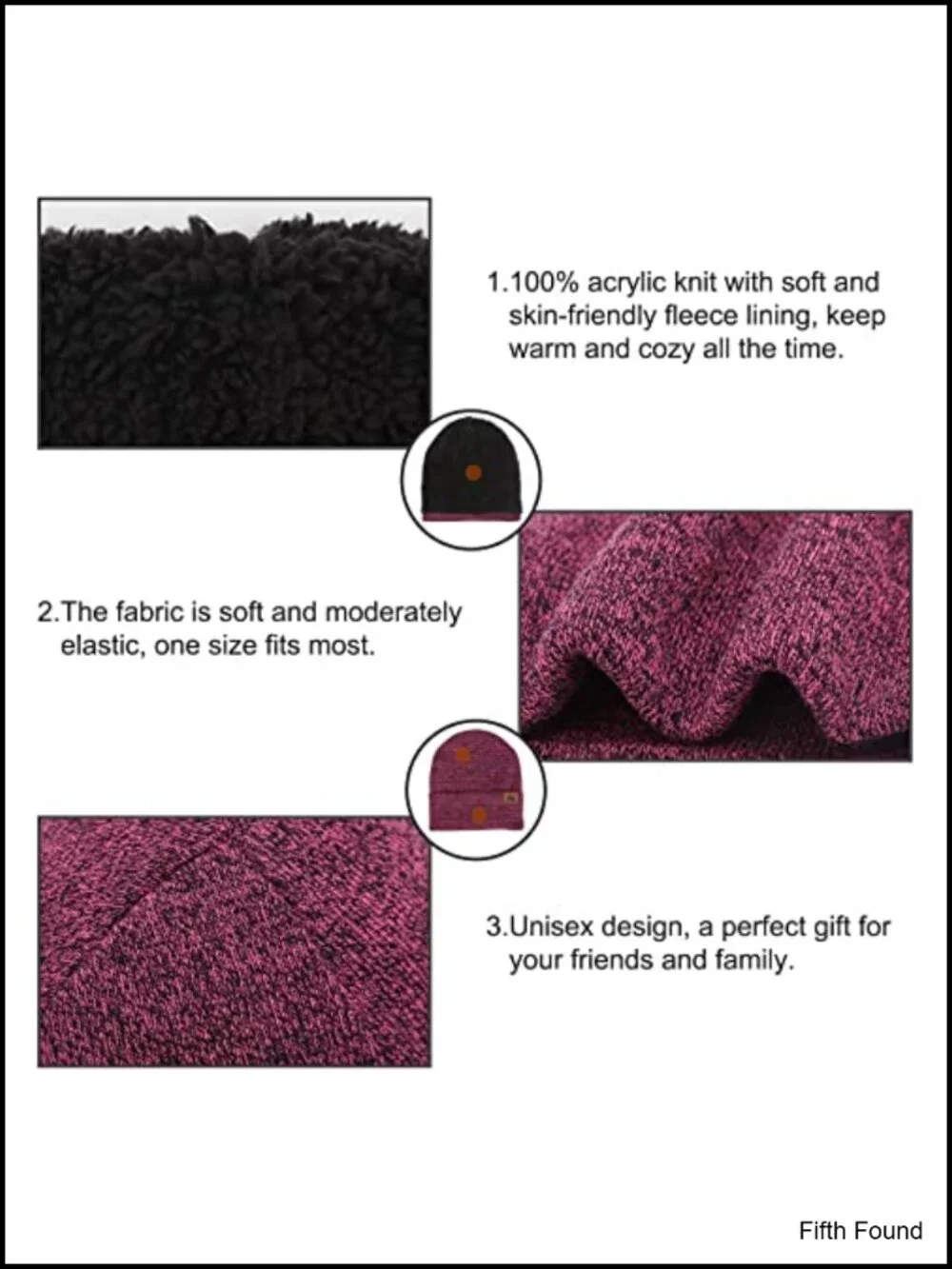 Fleece Lined Beanie Scarf Touch Screen Gloves 3-Piece Winter Set